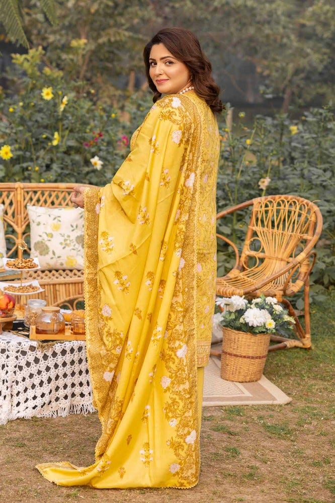 Gul Ahmed 3PC Embroidered Printed Lawn Unstitched Suit - CL-42081