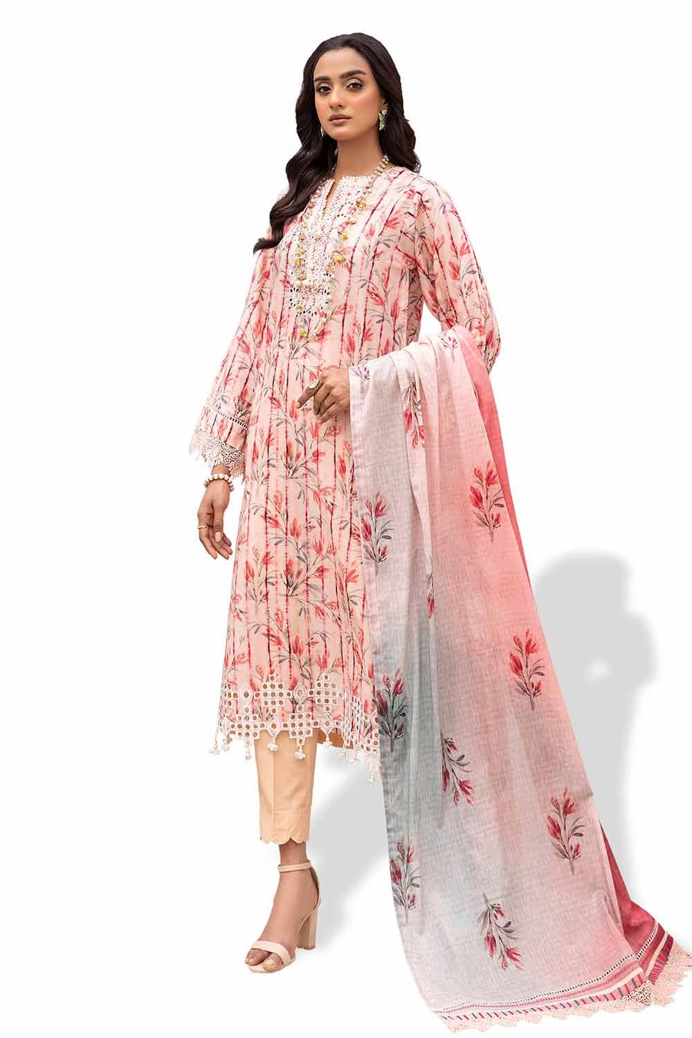 Gul Ahmed 3PC Unstitched Sichiffli Embroidered Lawn Suit with Printed Lawn Dupatta CL-42109