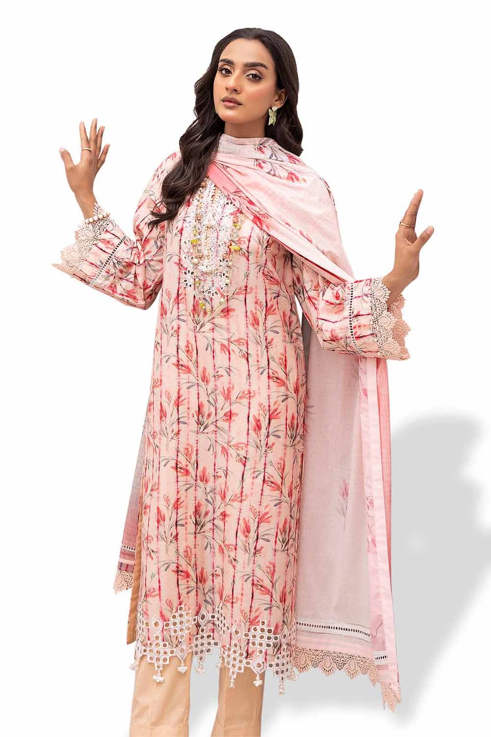 Gul Ahmed 3PC Unstitched Sichiffli Embroidered Lawn Suit with Printed Lawn Dupatta CL-42109