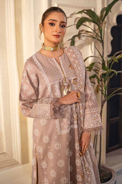 Gul Ahmed 3PC Foam and Gold Printed Lawn Unstitched Suit CL-42169 A