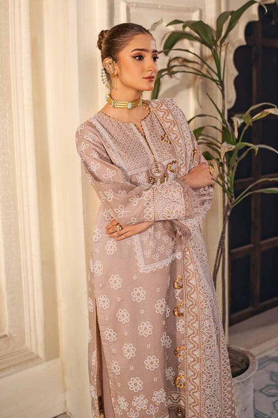 Gul Ahmed 3PC Foam and Gold Printed Lawn Unstitched Suit CL-42169 A