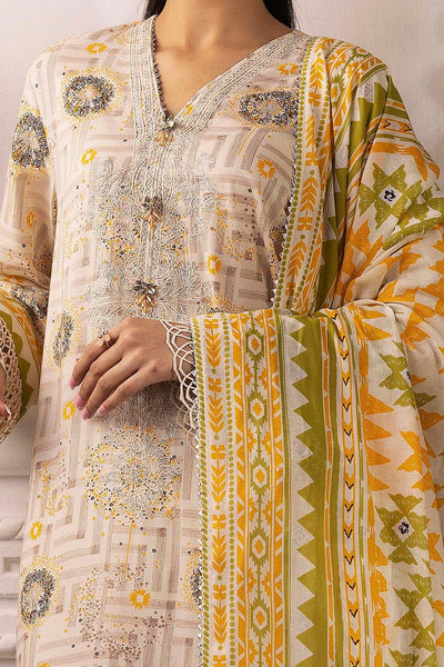 Gul Ahmed 3 Piece Unstitched Embroidered Silver Printed Lawn Suit with Silver Printed Lawn Dupatta CL-52343