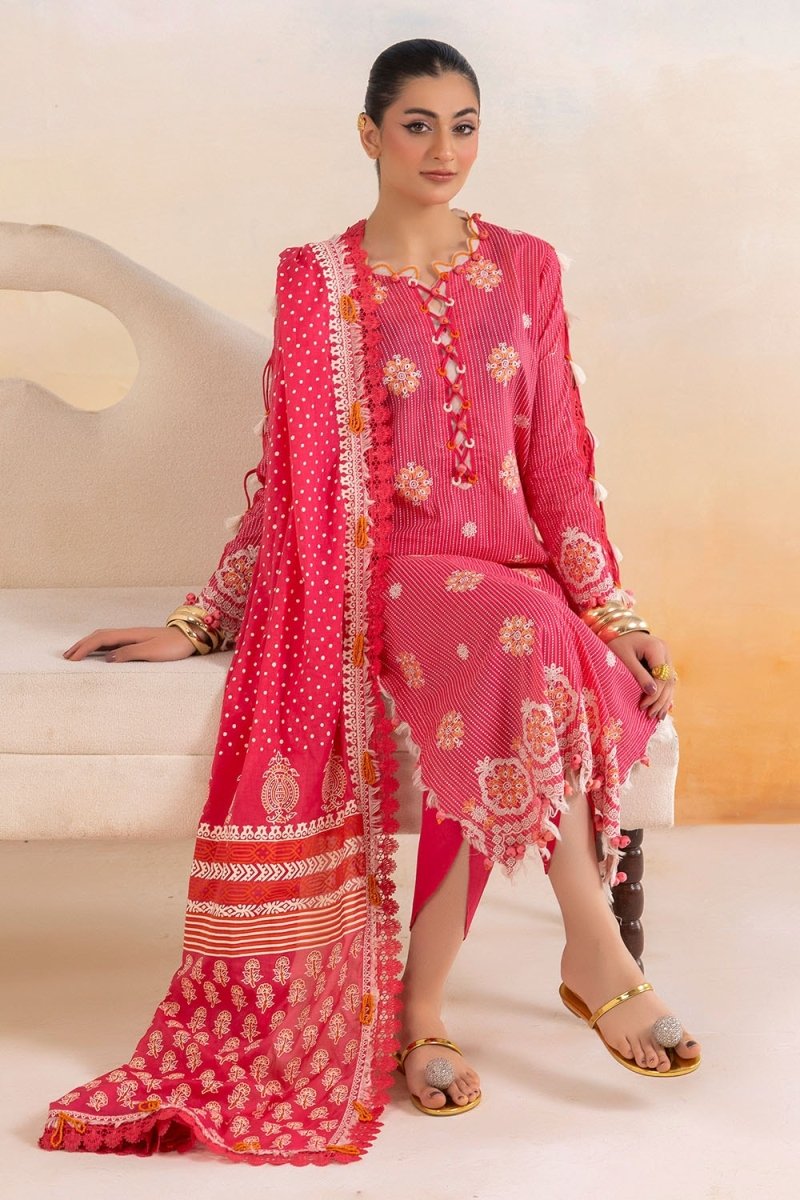 Gul Ahmed 3 Piece Unstitched Embroidered Lacquer Printed Lawn Suit with Lacquer Printed Lawn Dupatta CL-52344