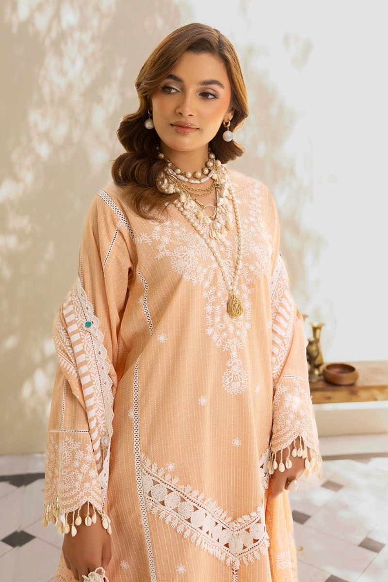 Gul Ahmed 3 Piece Unstitched Embroidered Lacquer Printed Lawn Suit with Lacquer Printed Lawn Dupatta CL-52345