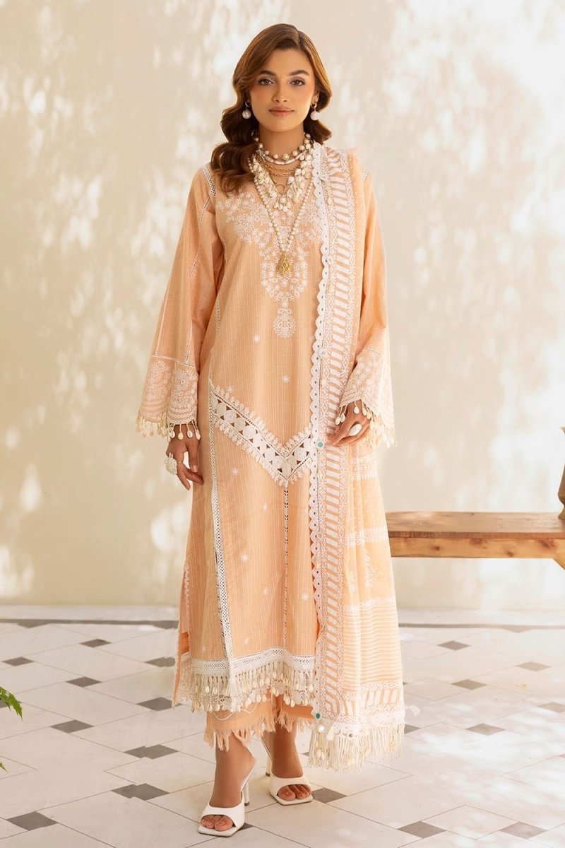 Gul Ahmed 3 Piece Unstitched Embroidered Lacquer Printed Lawn Suit with Lacquer Printed Lawn Dupatta CL-52345