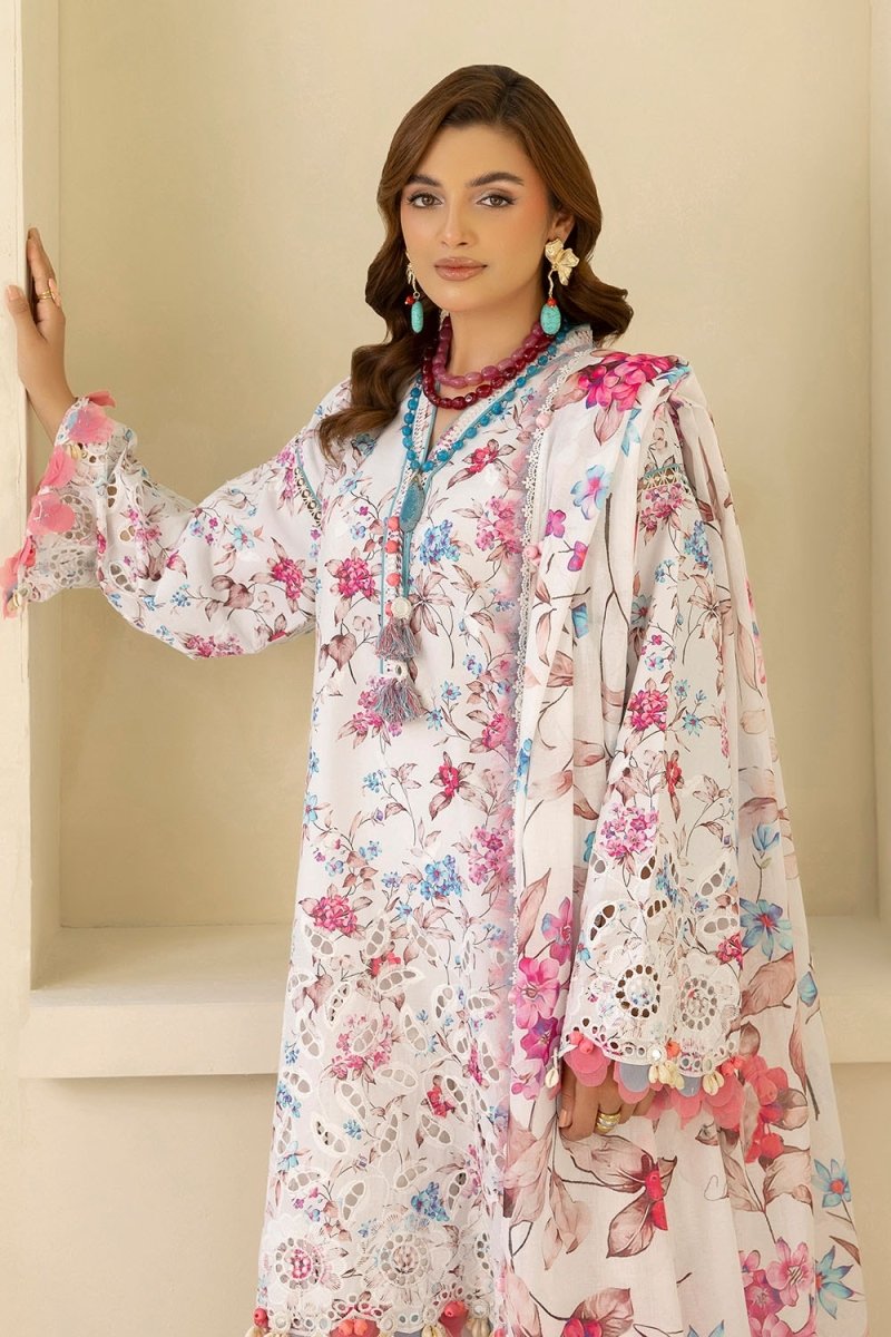 Gul Ahmed 3 Piece Unstitched Schiffli Embroidered Lawn Suit with Printed Lawn Dupatta CL-52376