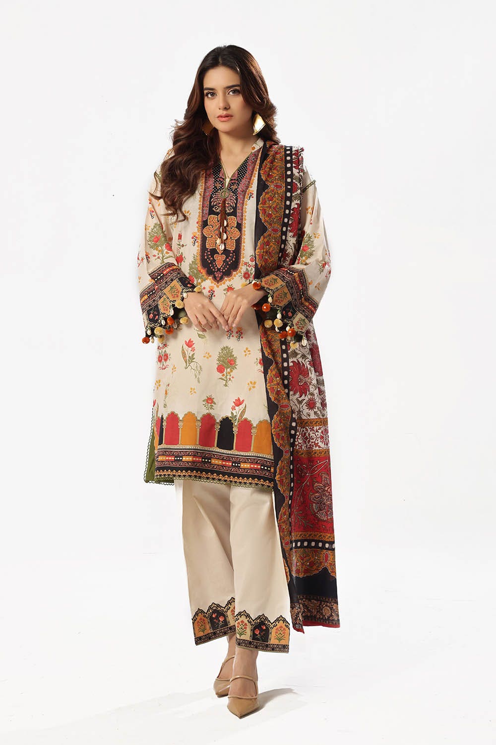 Gul Ahmed 3 Piece Unstitched Printed Lawn Suit with Printed Lawn Dupatta CL-52390