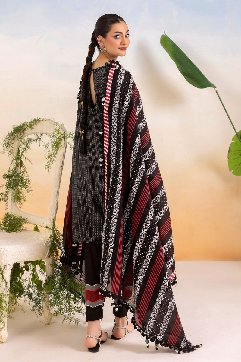 Gul Ahmed 3 Piece Unstitched Embroidered Lacquer Printed Lawn Suit with Lacquer Printed Lawn Dupatta CL-52392