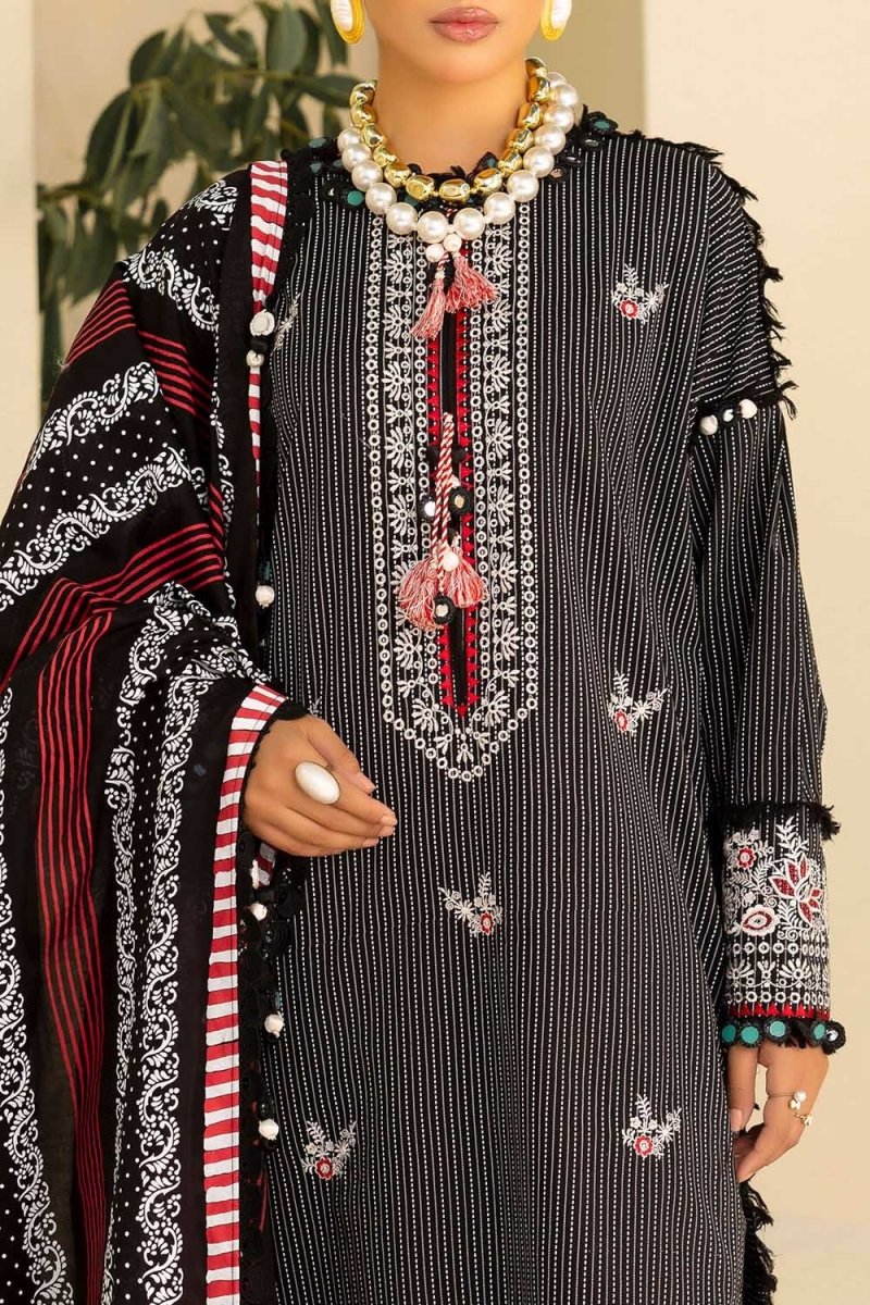 Gul Ahmed 3 Piece Unstitched Embroidered Lacquer Printed Lawn Suit with Lacquer Printed Lawn Dupatta CL-52392