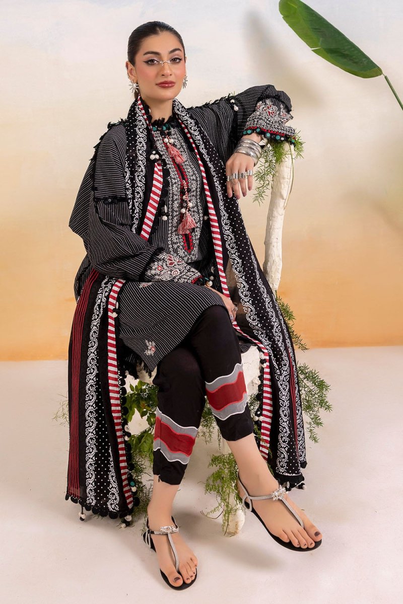 Gul Ahmed 3 Piece Unstitched Embroidered Lacquer Printed Lawn Suit with Lacquer Printed Lawn Dupatta CL-52392