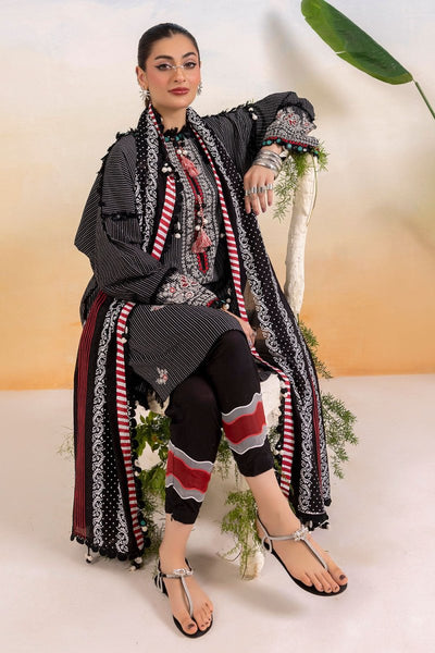 Gul Ahmed 3 Piece Unstitched Embroidered Lacquer Printed Lawn Suit with Lacquer Printed Lawn Dupatta CL-52392