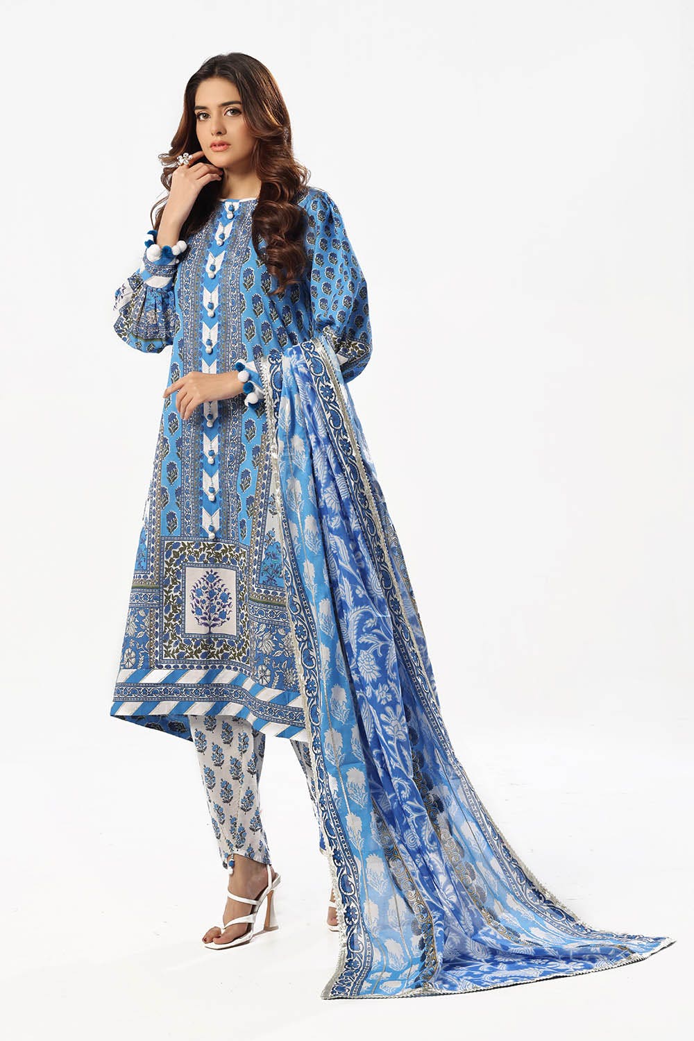 Gul Ahmed 3 Piece Unstitched Printed Lawn Suit with Printed Lawn Dupatta CL-52506