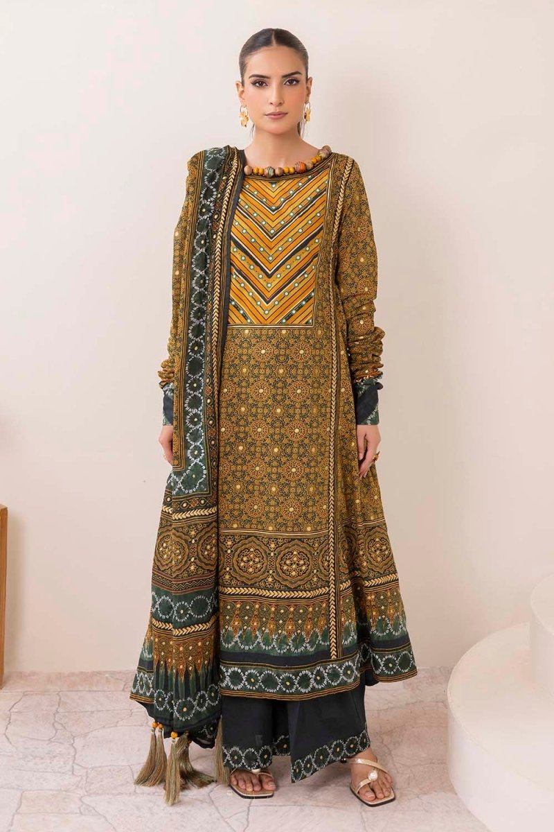 Gul Ahmed 3 Piece Unstitched Gold Printed Lawn Suit CL-52631