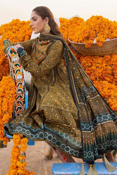 Gul Ahmed 3 Piece Unstitched Gold Printed Lawn Suit CL-52631