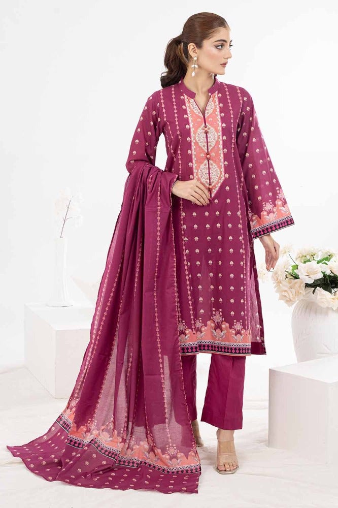 Gul Ahmed 3PC Unstitched Printed Lawn Suit CLP-32242