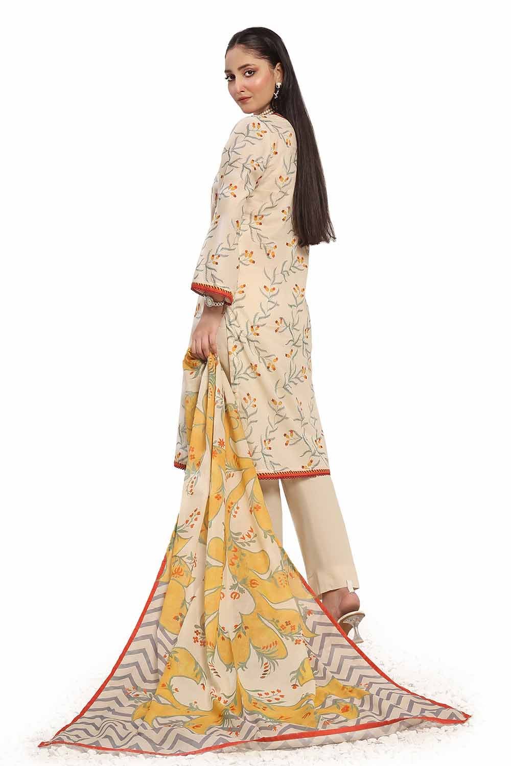 Gul Ahmed 3PC Unstitched Embroidered Printed Lawn Suit CLP-32311