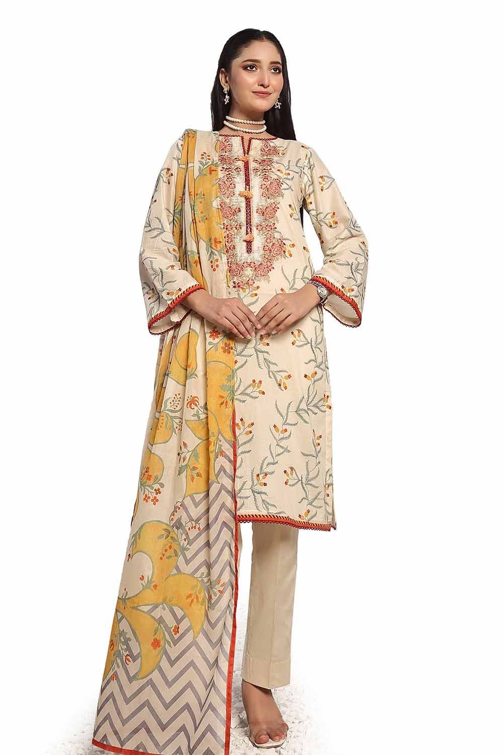 Gul Ahmed 3PC Unstitched Embroidered Printed Lawn Suit CLP-32311