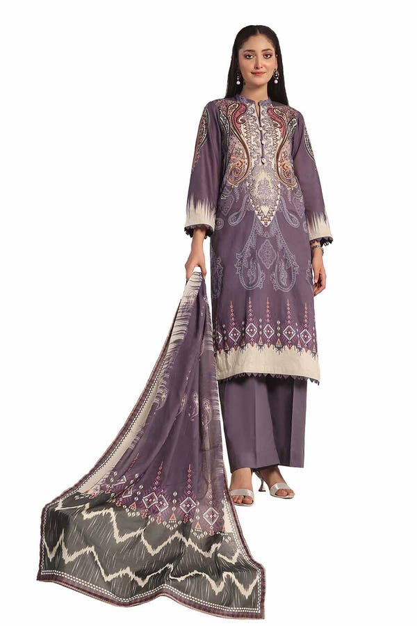 Gul Ahmed 3PC Unstitched Embroidered Printed Lawn Suit CLP-32312