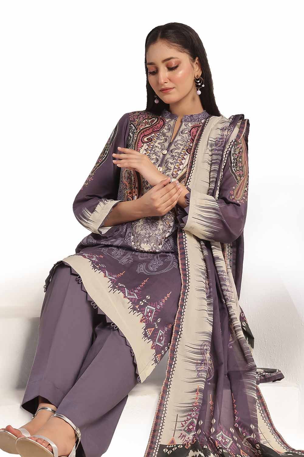 Gul Ahmed 3PC Unstitched Embroidered Printed Lawn Suit CLP-32312