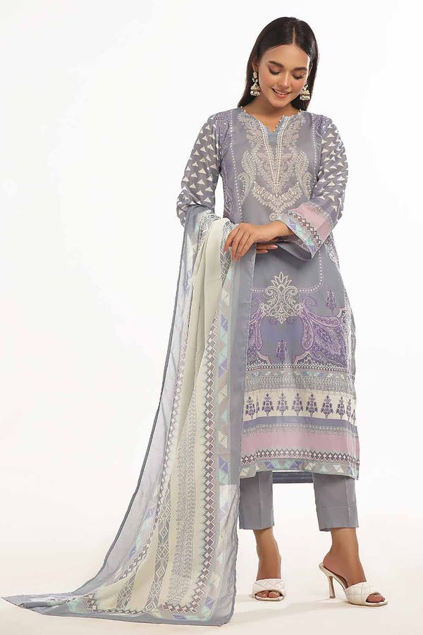 Gul Ahmed 3PC Unstitched Printed Lawn Suit CLP-42001