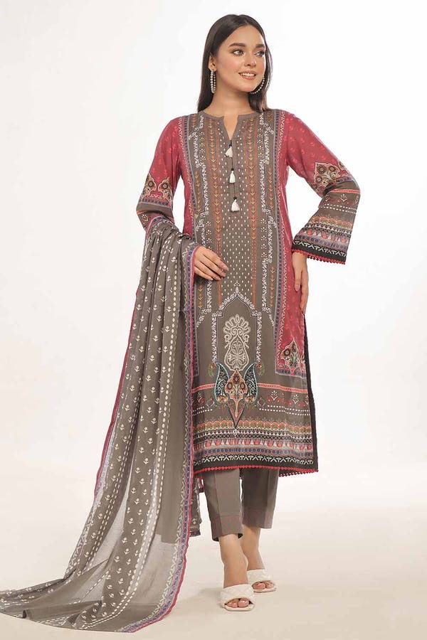 Gul Ahmed 3PC Unstitched Printed Lawn Suit CLP-42002