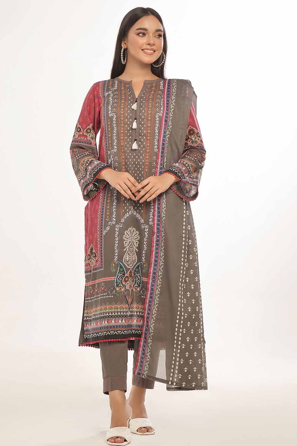 Gul Ahmed 3PC Unstitched Printed Lawn Suit CLP-42002