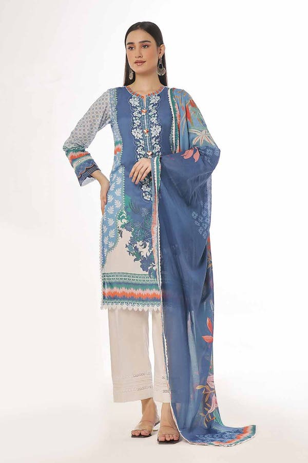 Gul Ahmed 3PC Unstitched Embroidered Printed Lawn Suit CLP-42067