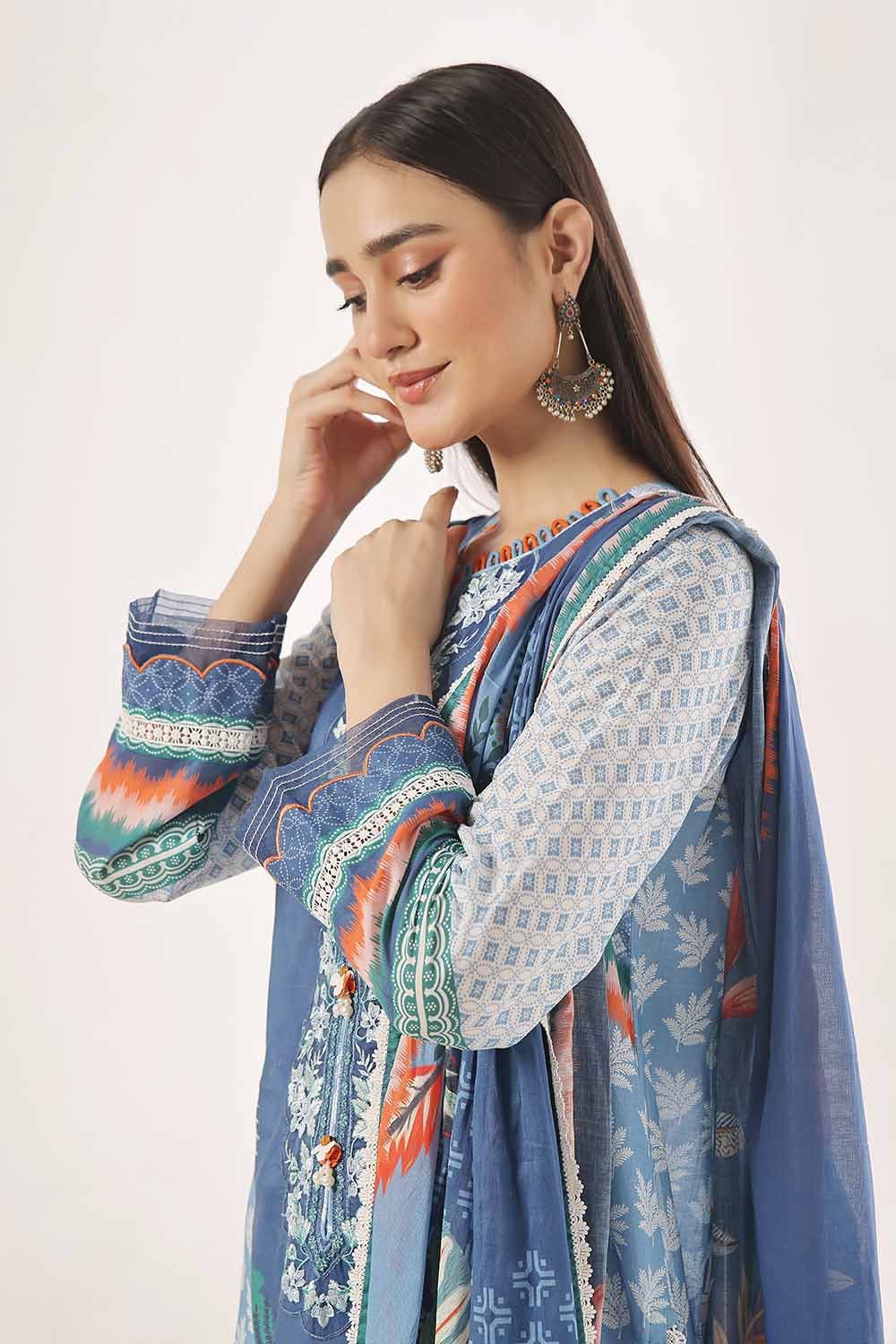 Gul Ahmed 3PC Unstitched Embroidered Printed Lawn Suit CLP-42067