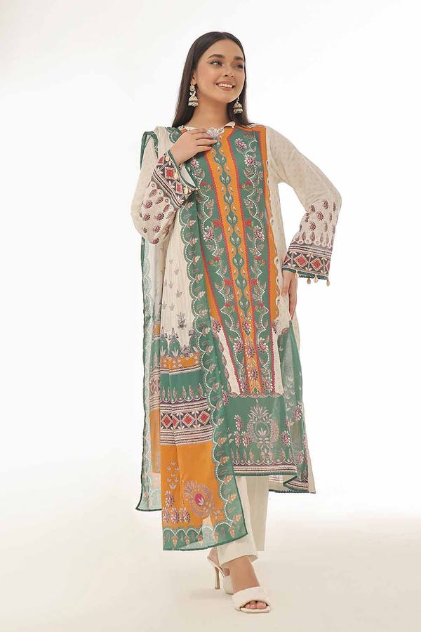 Gul Ahmed 3PC Unstitched Printed Lawn Suit CLP-42084