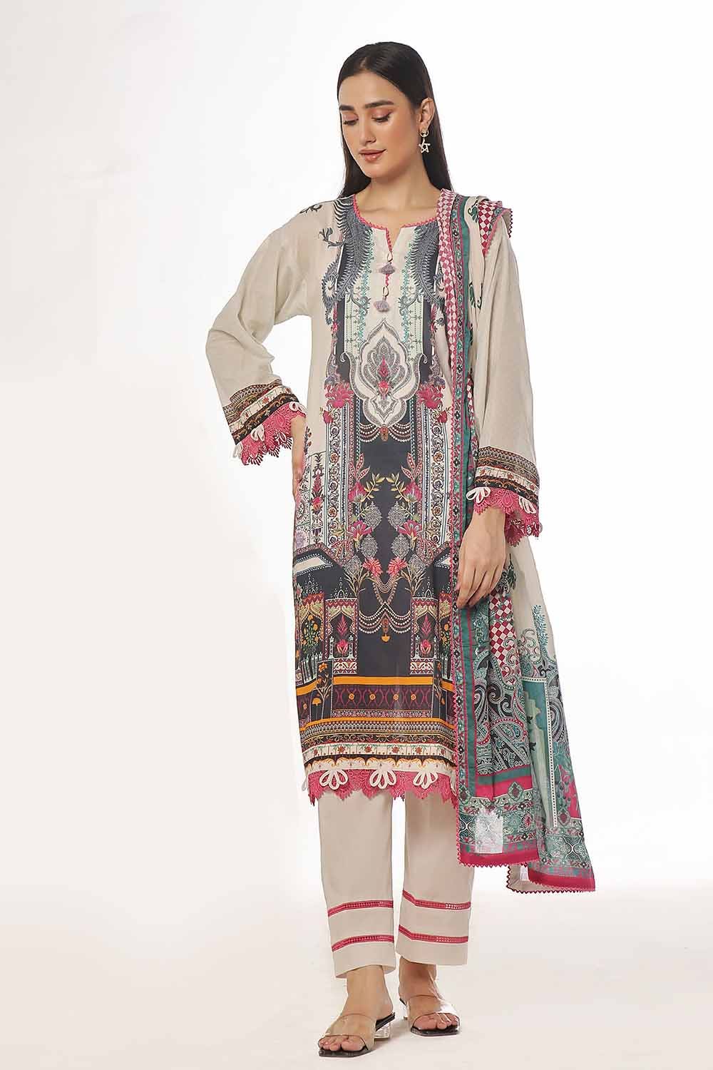 Gul Ahmed 3PC Unstitched Printed Lawn Suit CLP-42133