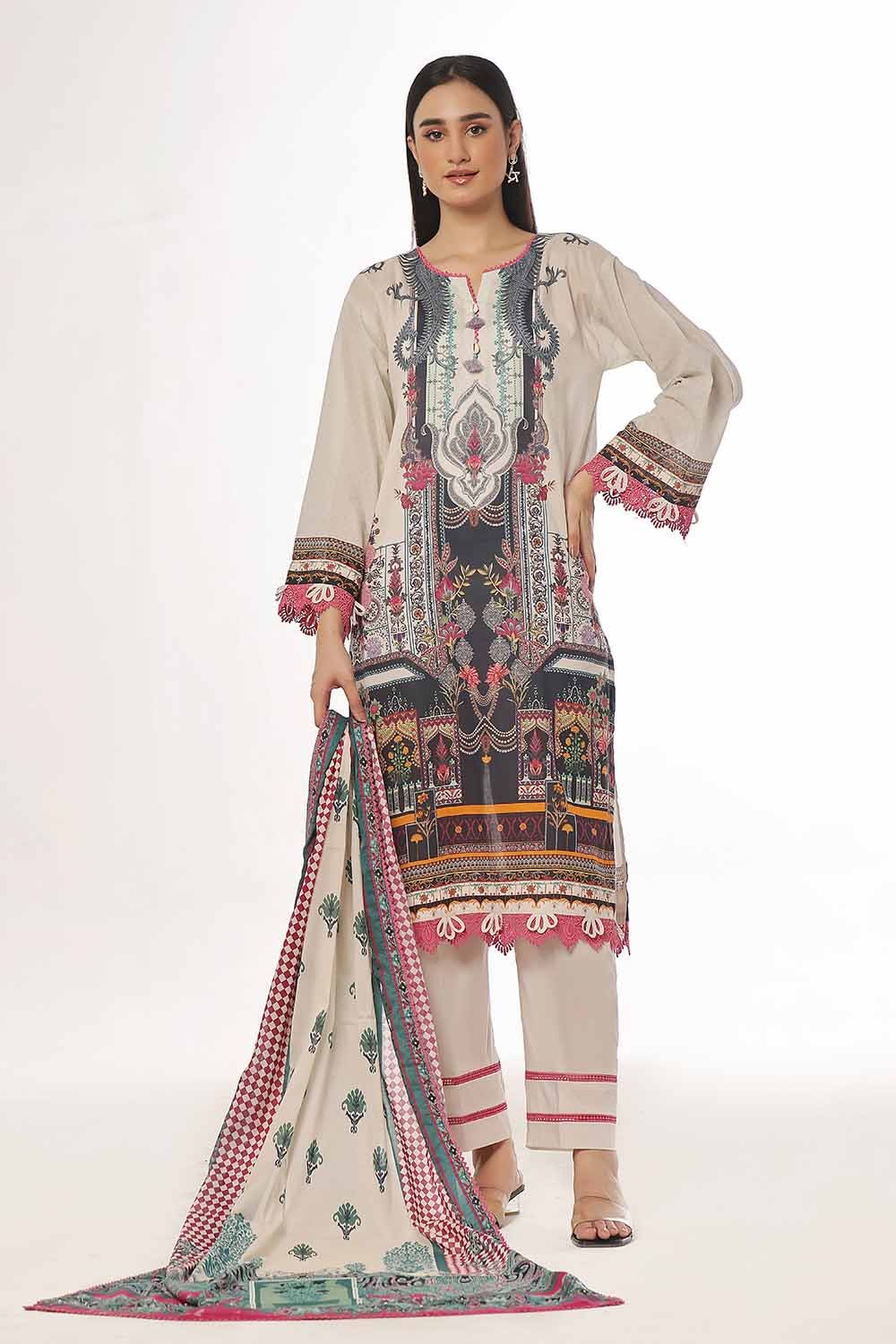 Gul Ahmed 3PC Unstitched Printed Lawn Suit CLP-42133