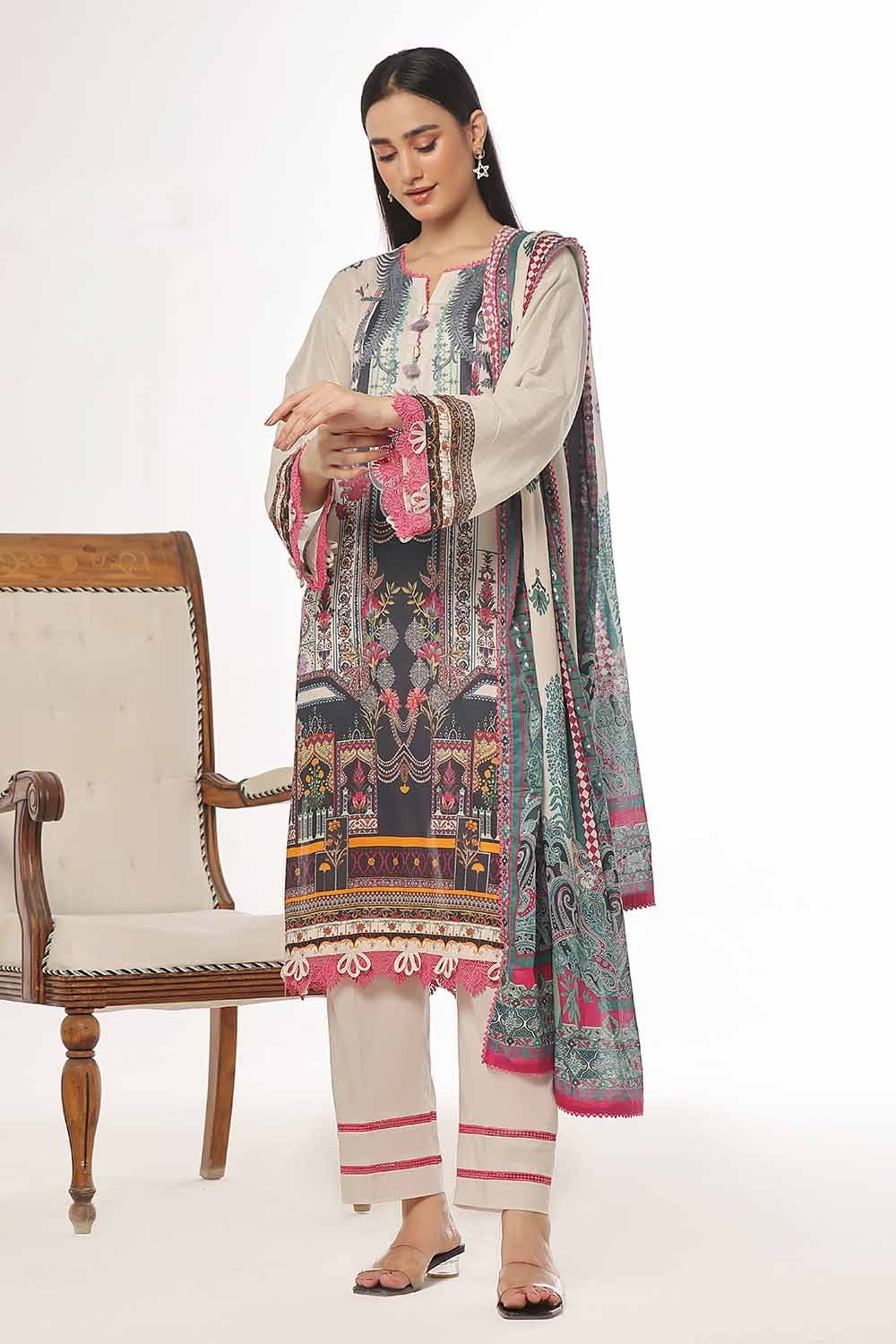 Gul Ahmed 3PC Unstitched Printed Lawn Suit CLP-42133