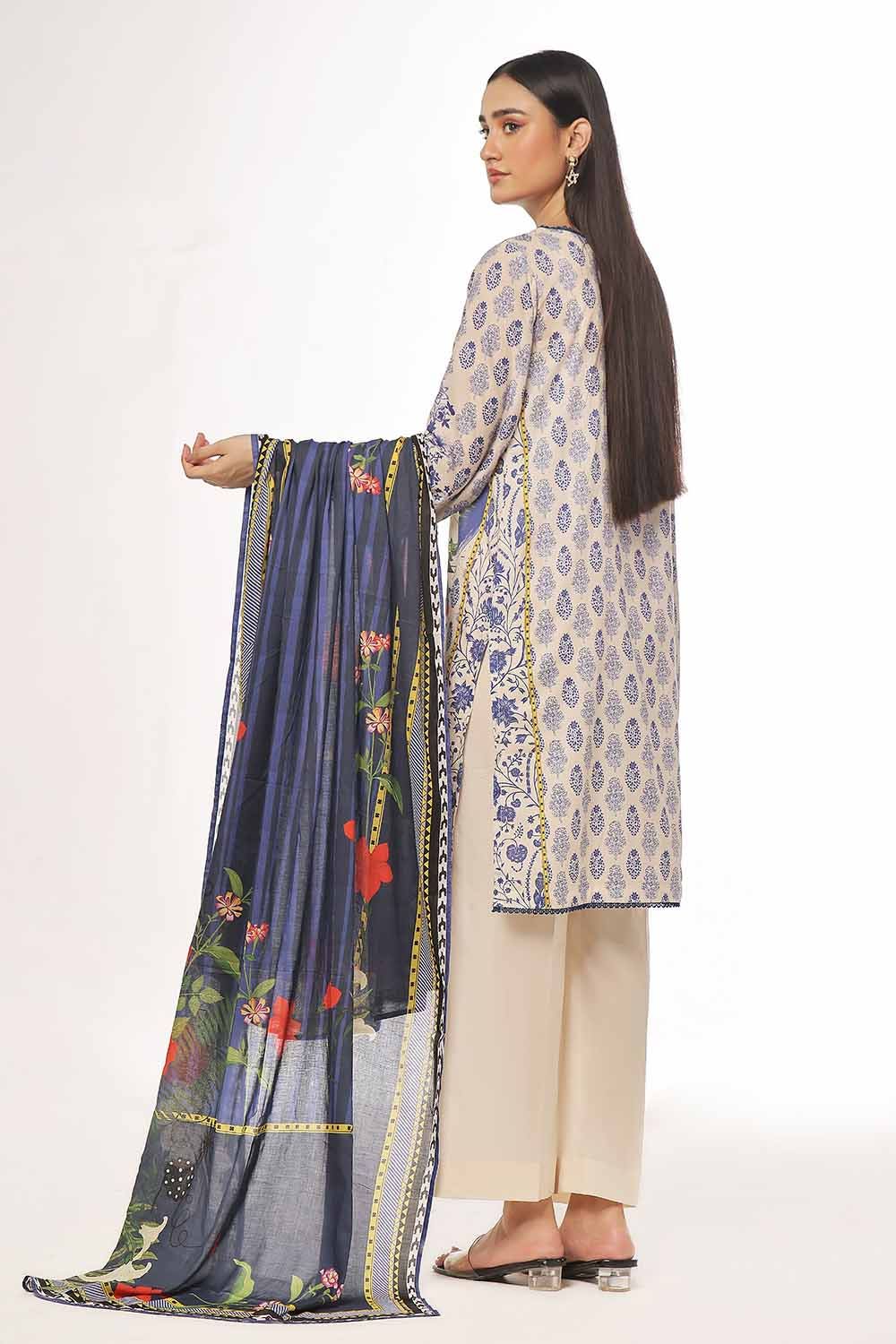 Gul Ahmed 3PC Unstitched Printed Lawn Suit CLP-42136