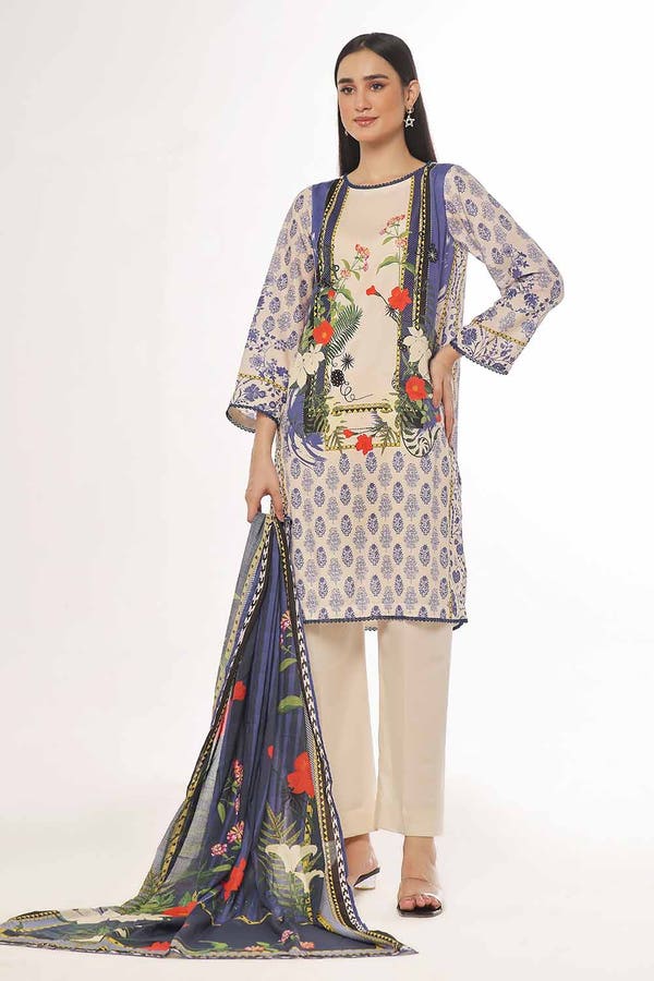 Gul Ahmed 3PC Unstitched Printed Lawn Suit CLP-42136