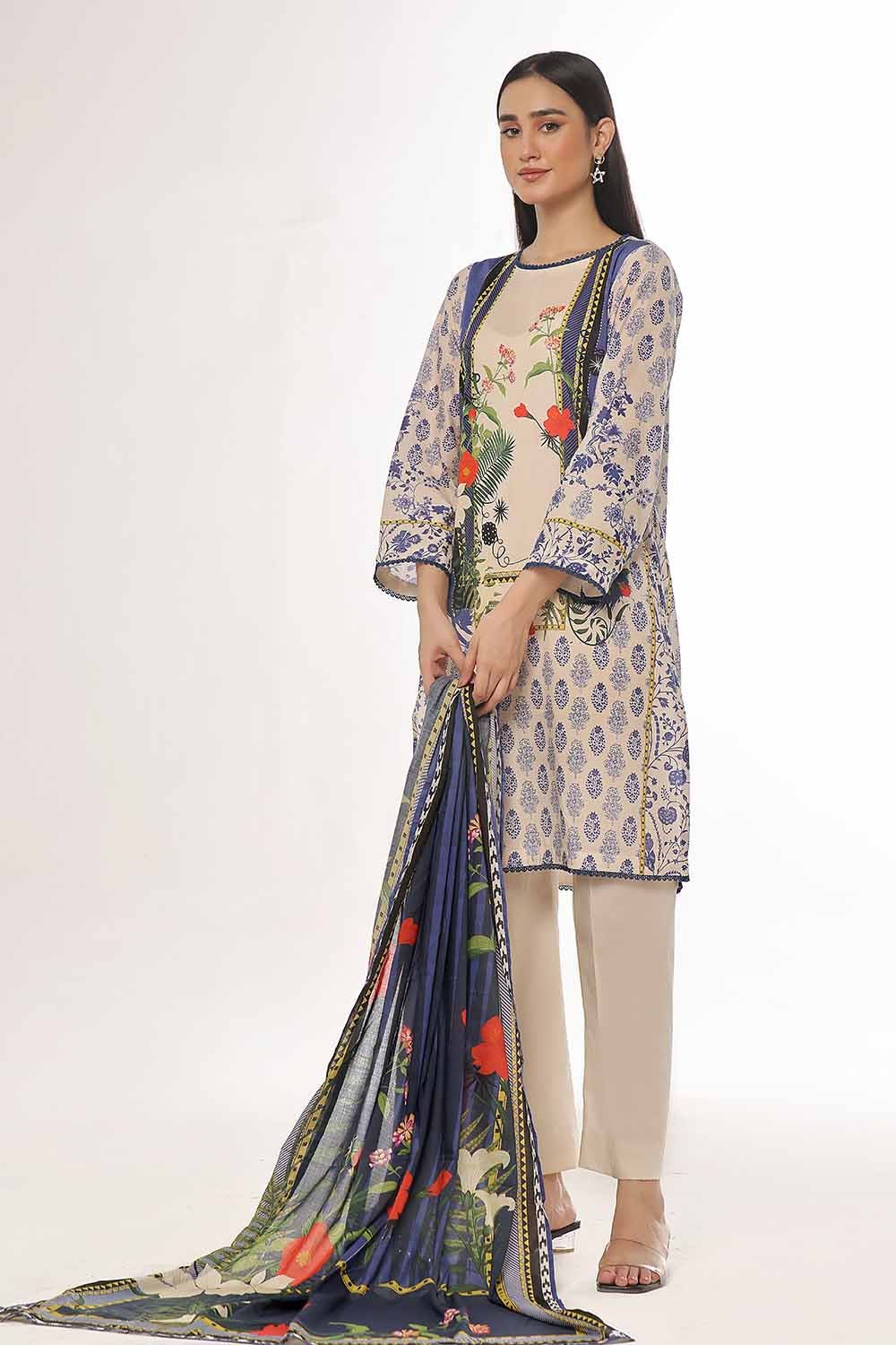 Gul Ahmed 3PC Unstitched Printed Lawn Suit CLP-42136