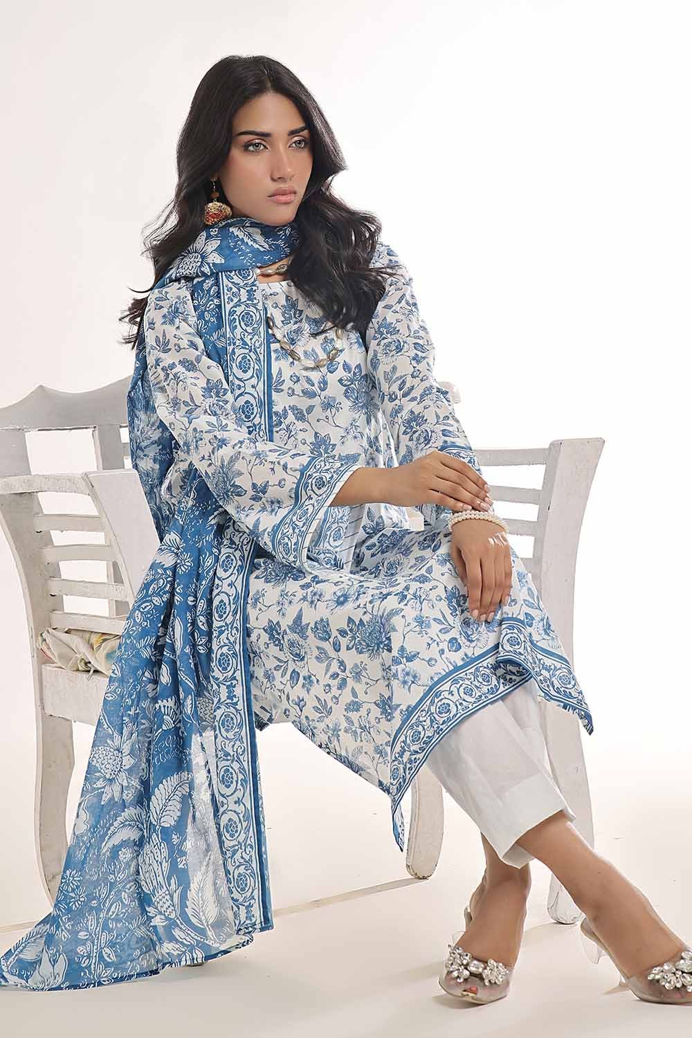 Gul Ahmed 3PC Unstitched Printed Lawn Suit CLP-42146