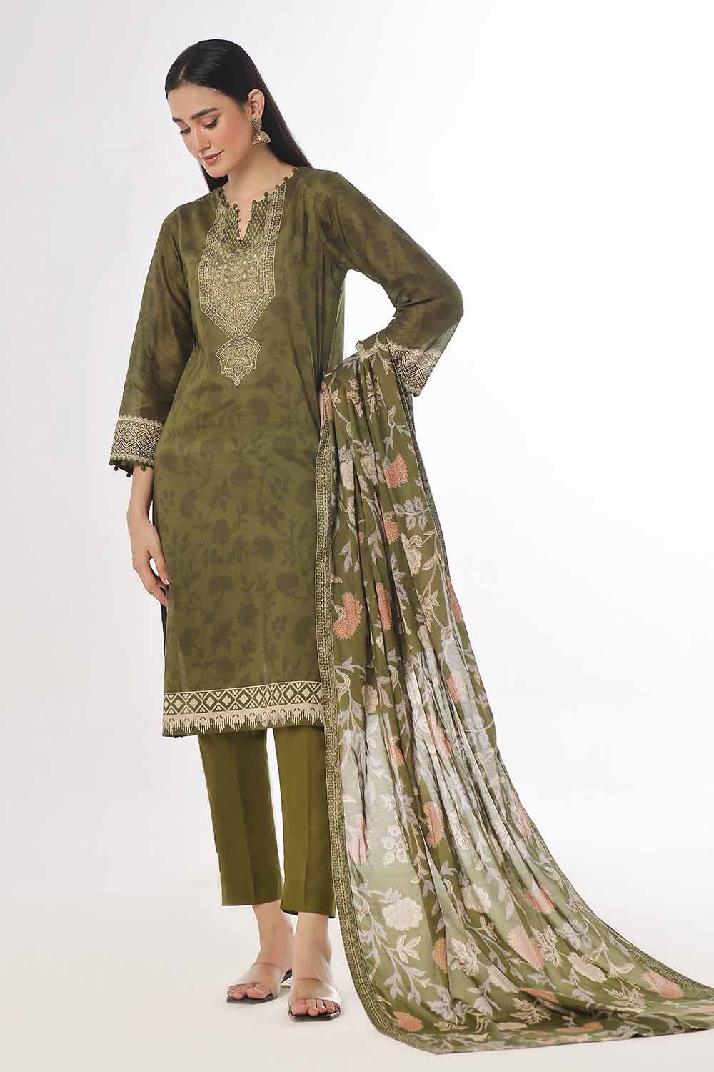 Gul Ahmed 3PC Unstitched Printed Lawn Suit CLP-42154