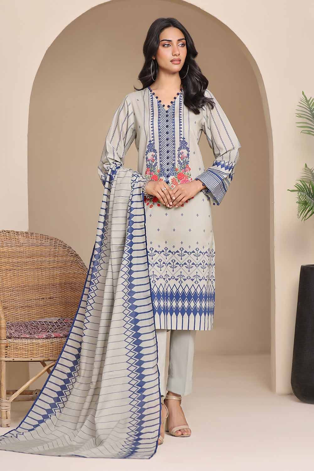 Gul Ahmed 3PC Unstitched Printed Lawn Suit CLP-42163