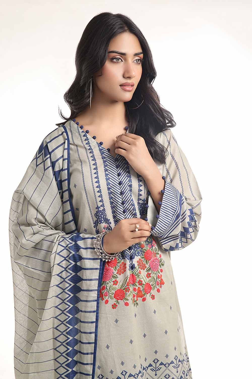 Gul Ahmed 3PC Unstitched Printed Lawn Suit CLP-42163