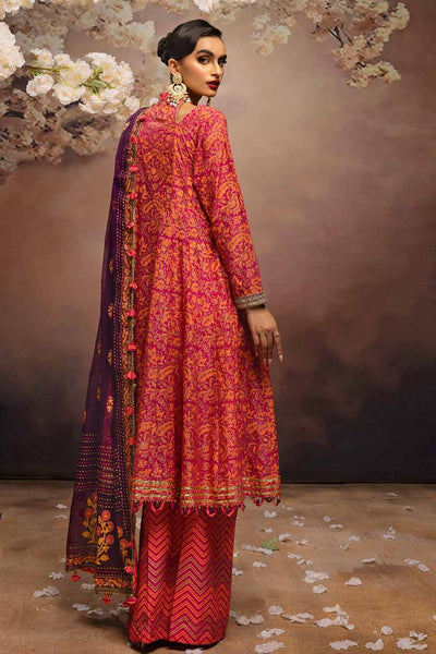Gul Ahmed 3PC Embroidered Gold and Lacquer Printed Lawn Suit with Cotton Net Dupatta CN-32024