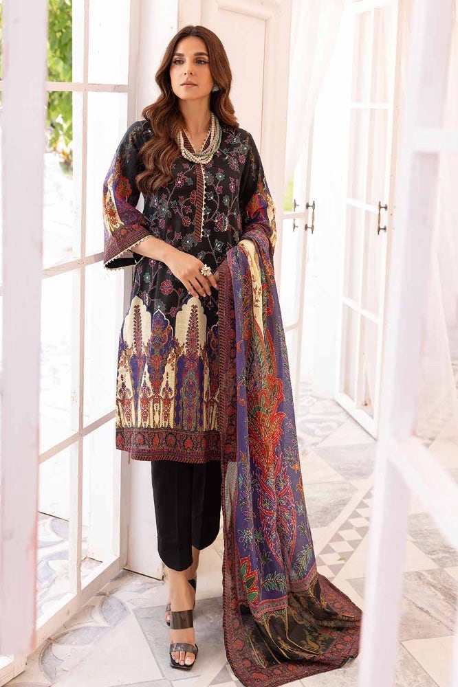 Gul Ahmed 3PC Digital Printed Khaddar Unstitched Suit with Cotton Net Dupatta CN-32029