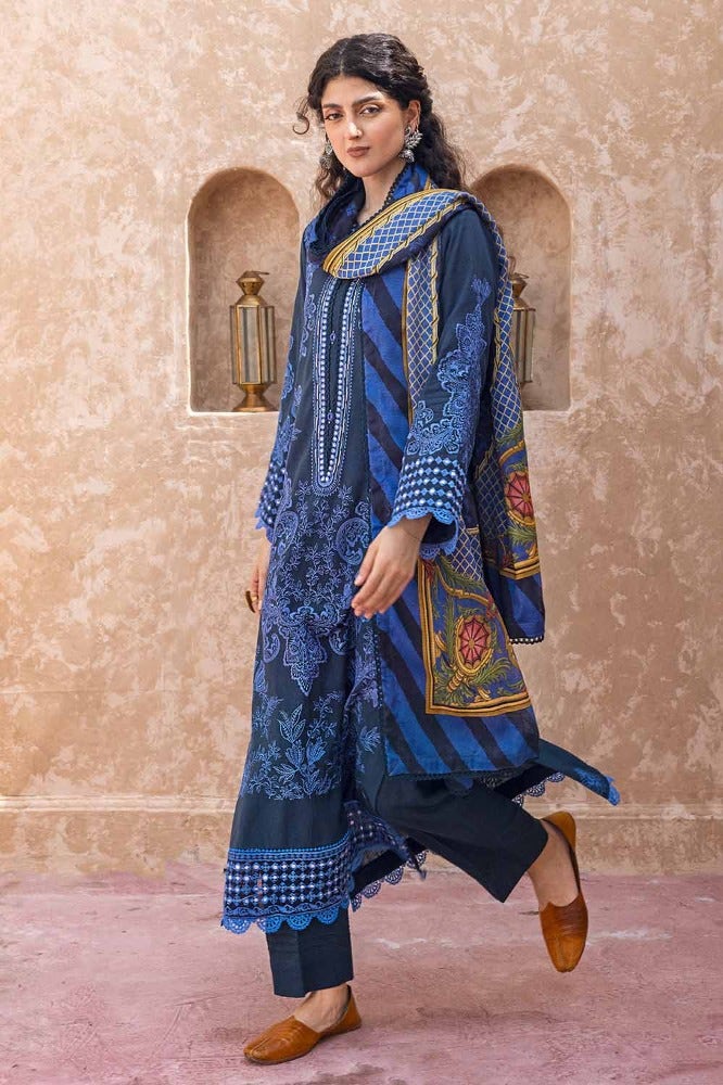 Gul Ahmed 3PC Embroidered Khaddar Unstitched Suit with Digital Printed Cotton Net Dupatta CN-32040