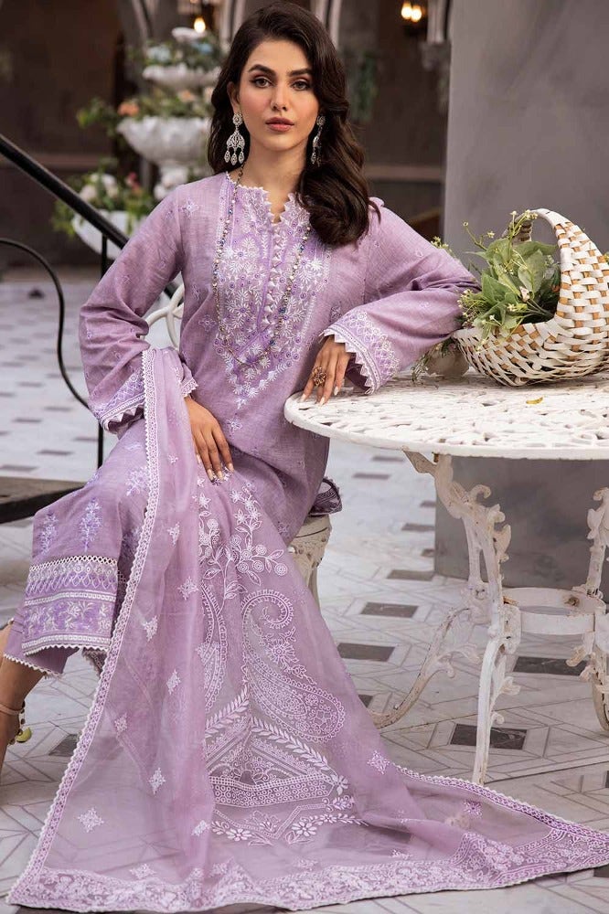 Gul Ahmed 3PC Embroidered Jacquard Unstitched Suit with Emboss and Glitter Printed Net Dupatta - CN-42001