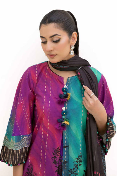 Gul Ahmed 3PC Unstitched Printed Khaddar Suit with Printed Cotton Net Dupatta CN-42003