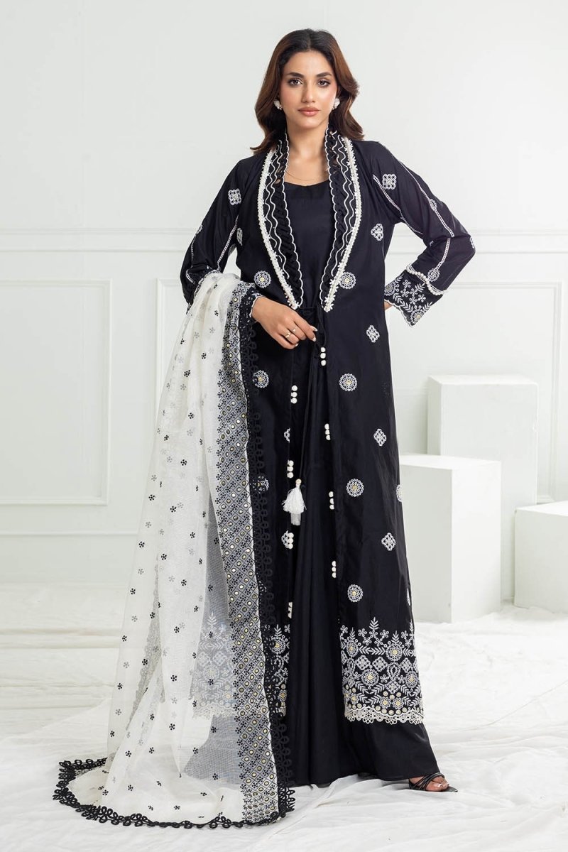 Gul Ahmed 3 Piece Unstitched Schiffli Embroidered Lawn Suit with Embroidered Cotton Net Dupatta CN-52001
