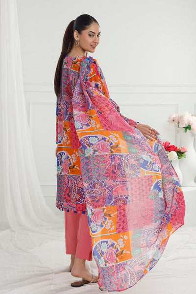 Gul Ahmed 3 Piece Unstitched Printed Cotton Silk Suit with Printed Chiffon Dupatta CS-52001