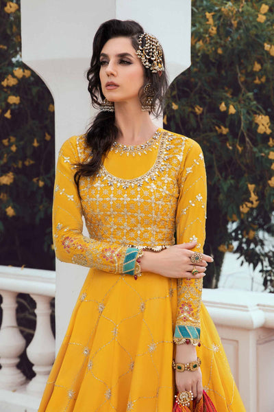 Maria. B 03 Piece Unstitched Embroidered Cotton Satin Suit - CST-705 Yellow