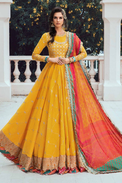 Maria. B 03 Piece Unstitched Embroidered Cotton Satin Suit - CST-705 Yellow
