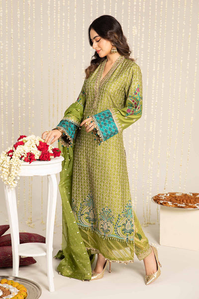 Maria. B 03 Piece Unstitched Embroidered Cotton Satin Suit - CST-803