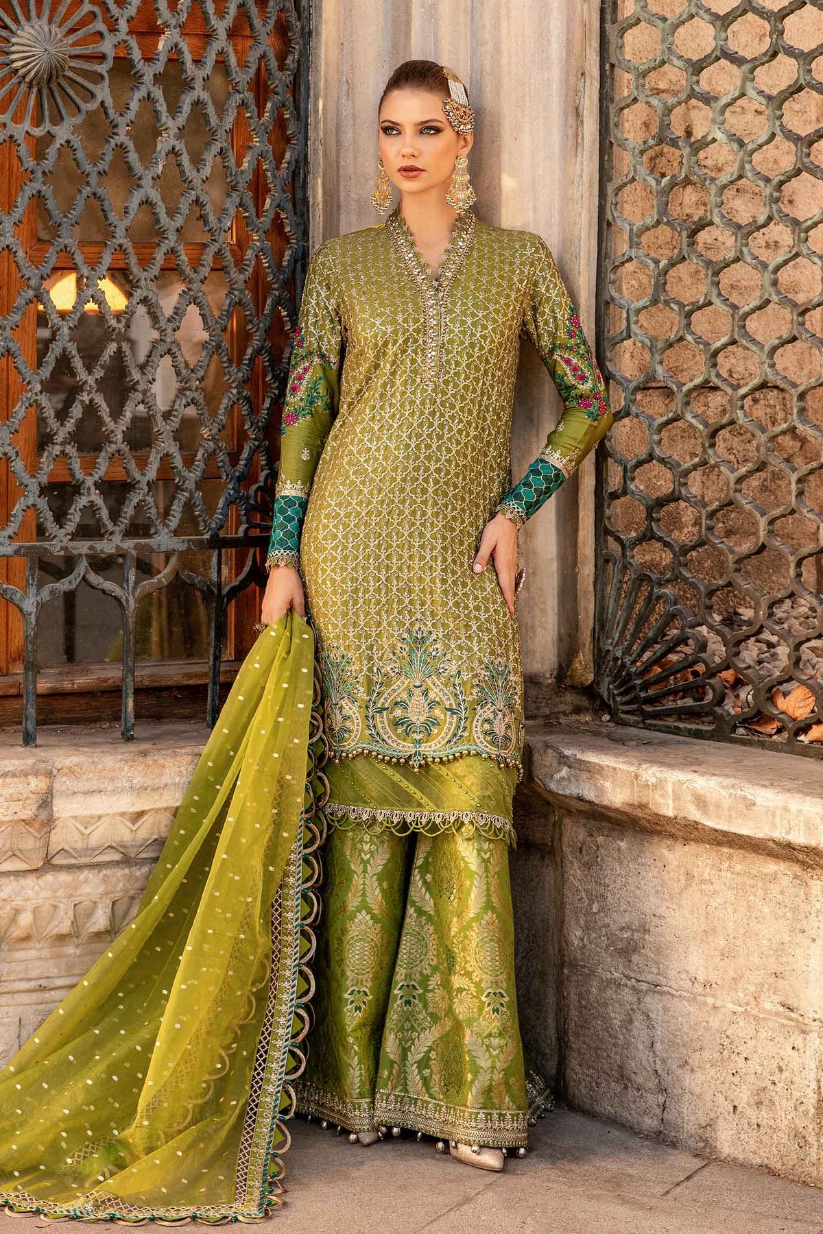 Maria. B 03 Piece Unstitched Embroidered Cotton Satin Suit - CST-803